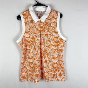 Tommy Bahama Womens UPF50 Golf Printed 1/4 Zip Sleeveless Top Tank Size XL